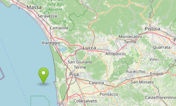 L'epicentro della scossa mappa